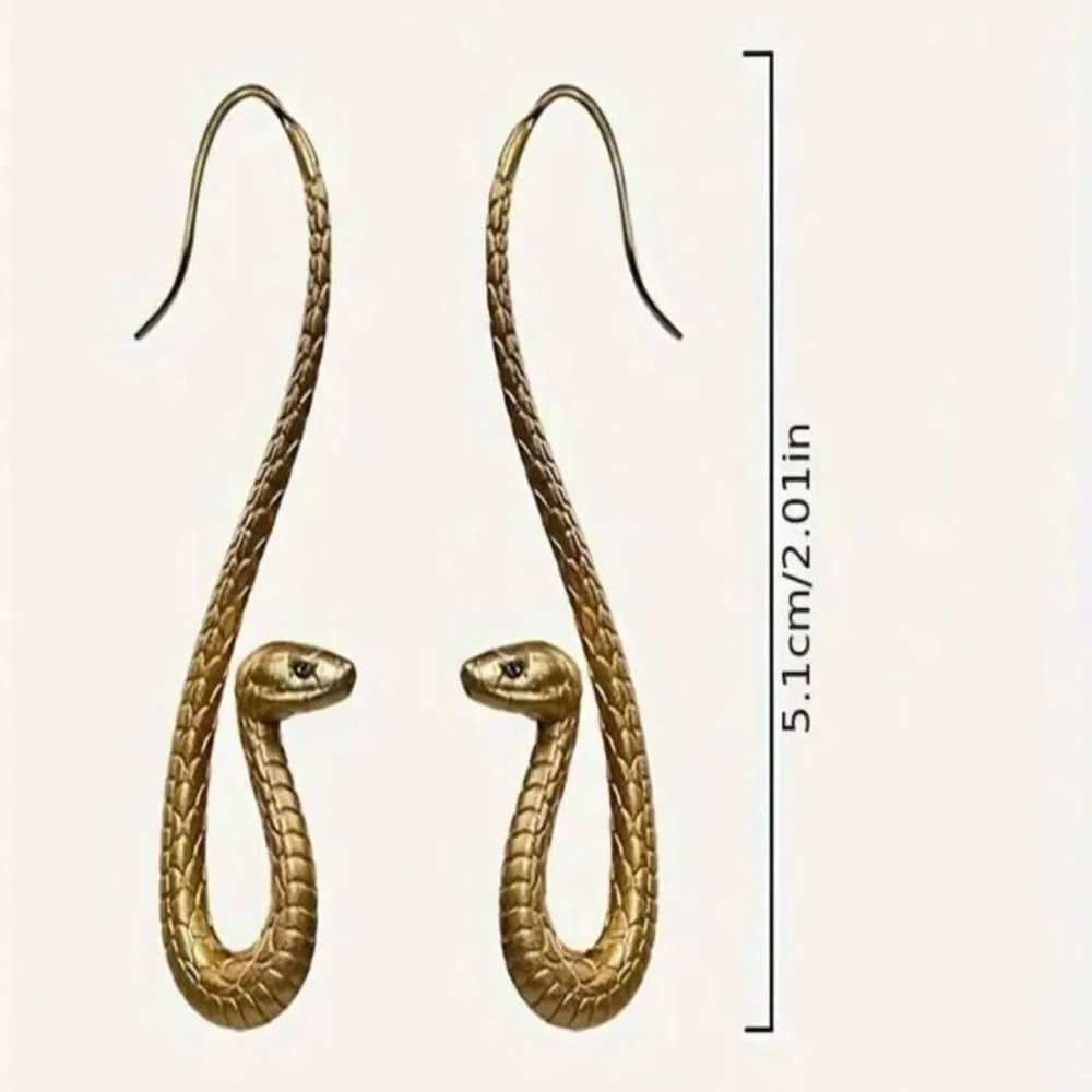 Python Snake Shaped Dramatic Ear Hooks Earrings - Picture 7 of 9